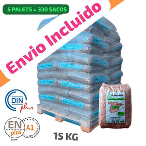 5 Palet de 330 Sacos certificado DIN ENplus A1 15Kg