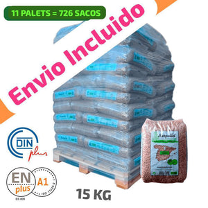 11 Palet de 726 Sacos certificado DIN ENplus A1 15Kg