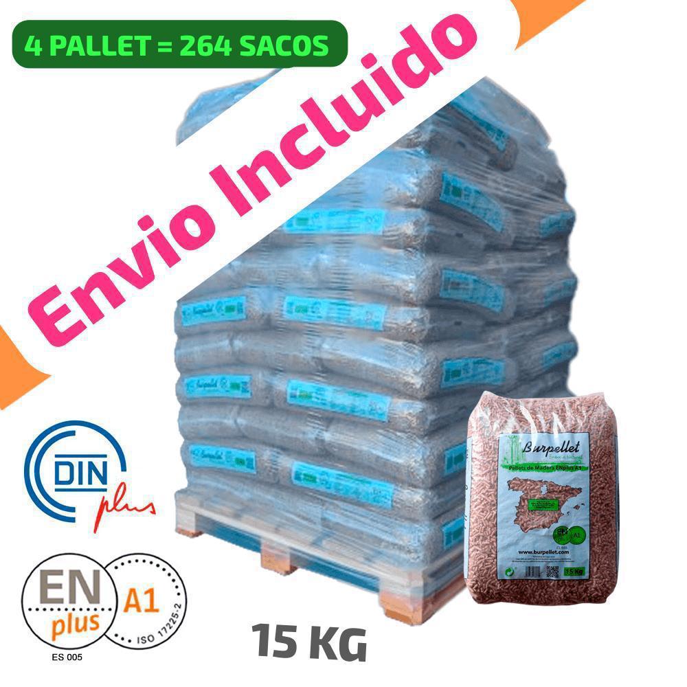 4 Palet de 264 Sacos certificado DIN ENplus A1 15Kg