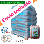 9 Palet de 594 Sacos certificado DIN ENplus A1 15Kg