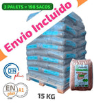 3 Palet de 198 Sacos certificado DIN ENplus A1 15Kg=