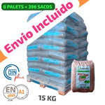 6 Palet de 396 Sacos certificado DIN ENplus A1 15Kg