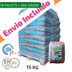 10 Palet de 660 Sacos certificado DIN ENplus A1 15Kg